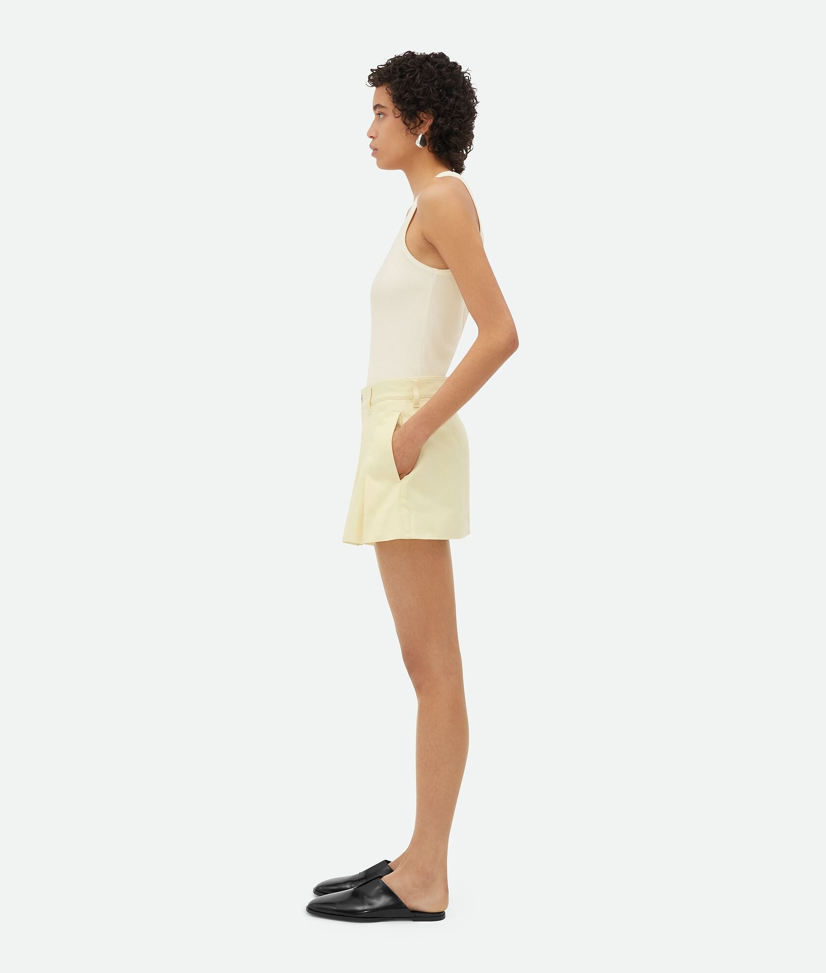 Yellow Wash Denim Pleated Mini Skirt - 2