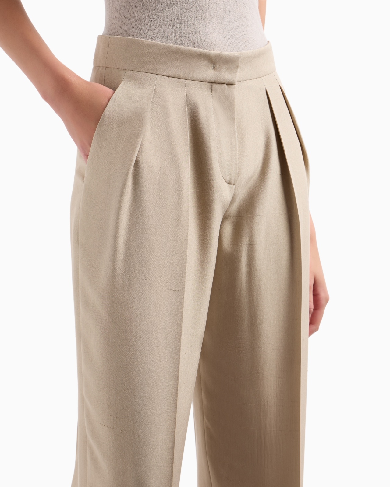 DOUBLE-PLEAT, SILK-SHANTUNG TROUSERS - 5