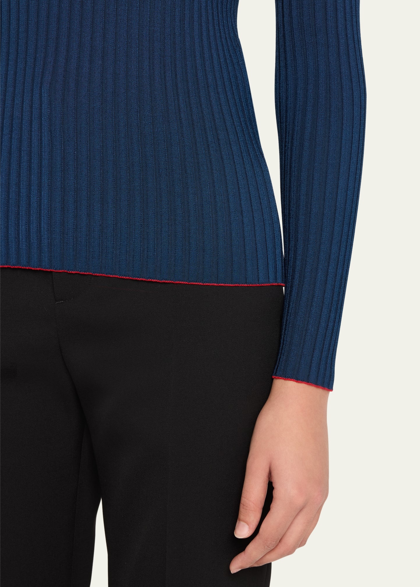 Lightweight Viscose Rib Sweater - 5