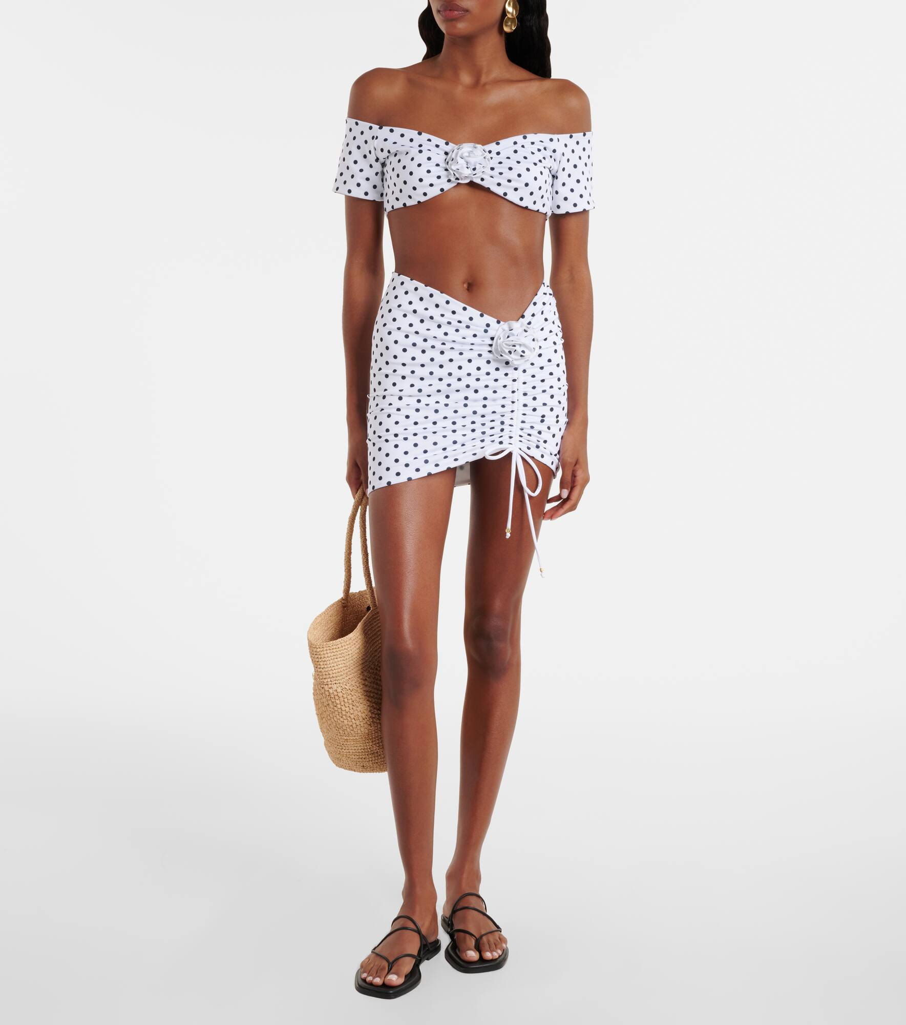 Stefani polka-dot ruched miniskirt - 2