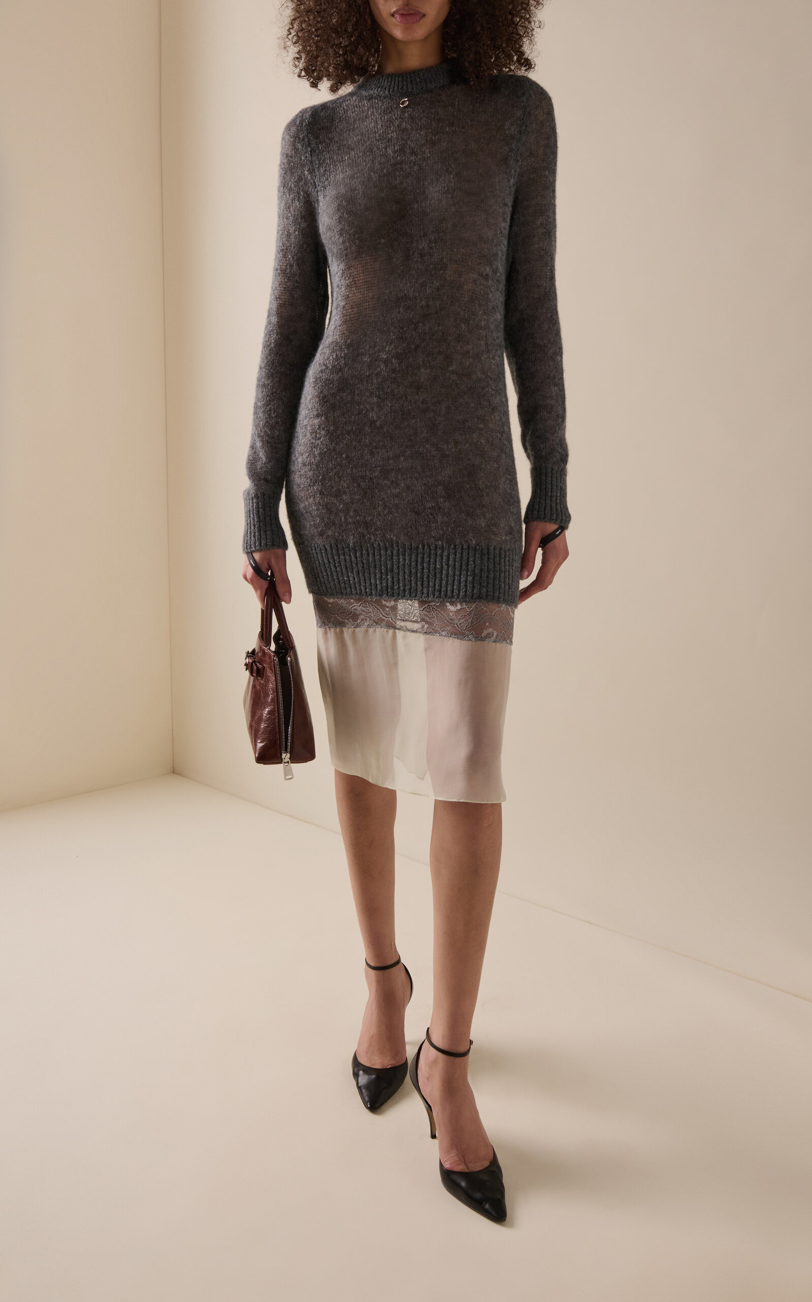 Multi Layer Pullover Wool Dress grey - 3
