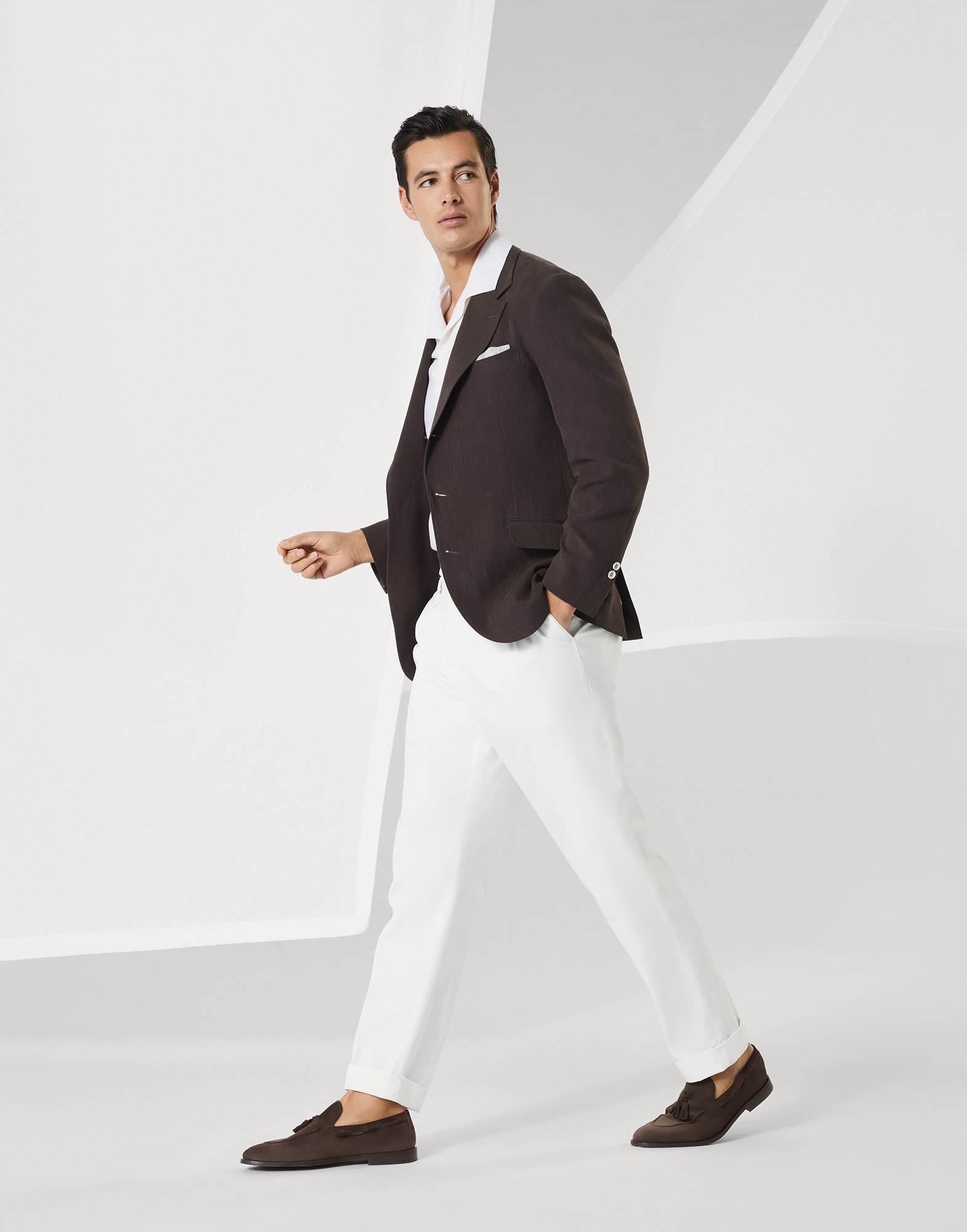 Linen easy fit short sleeve shirt with camp collar - 5