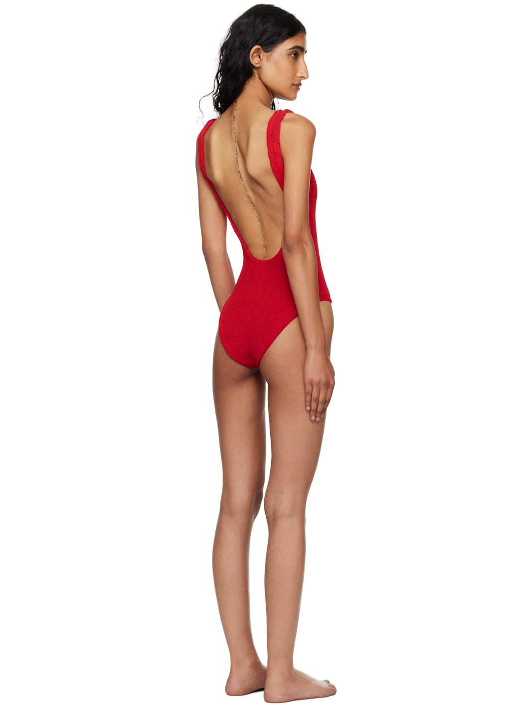 Red Square Neck Swimsuit - 3