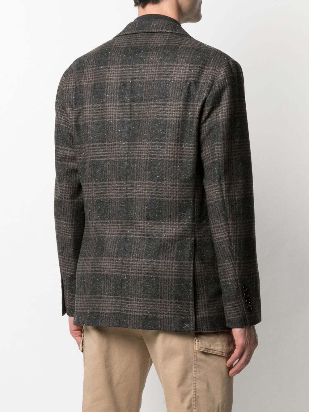 checked single-breasted blazer - 4