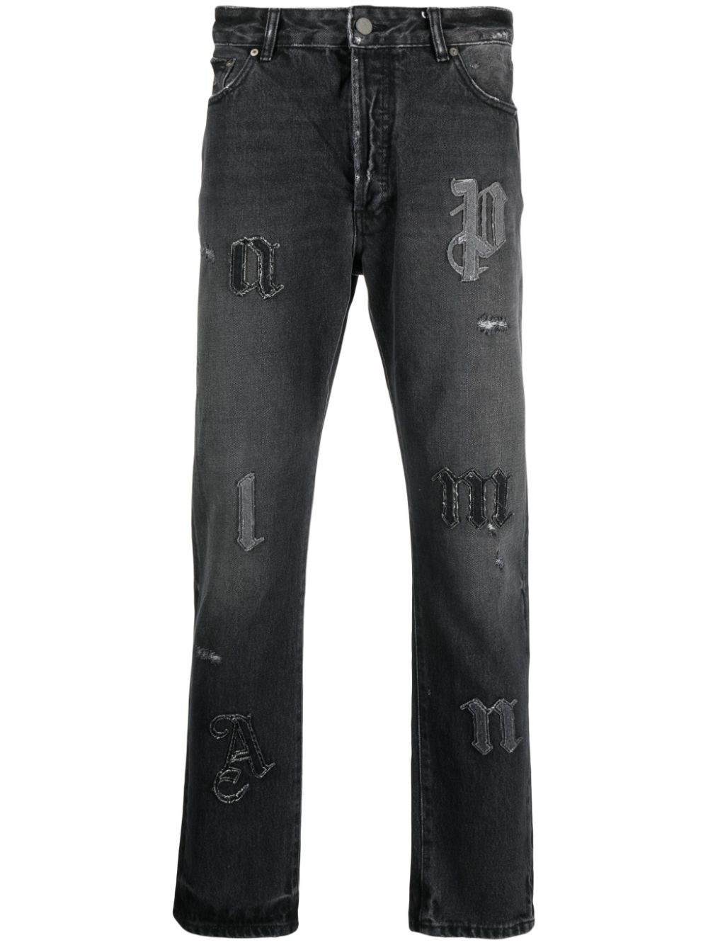 monogram-patch slim jeans - 1