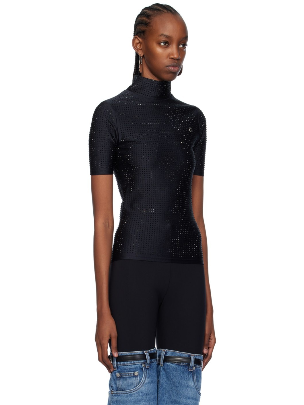 Black Crystal-Embellished T-Shirt - 2