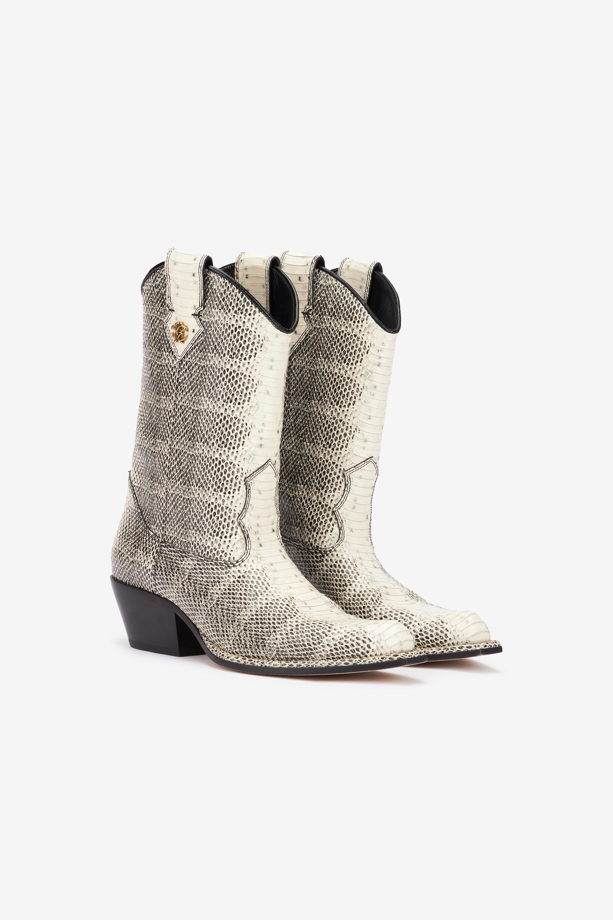 Printed Leather Texan Boots - 2