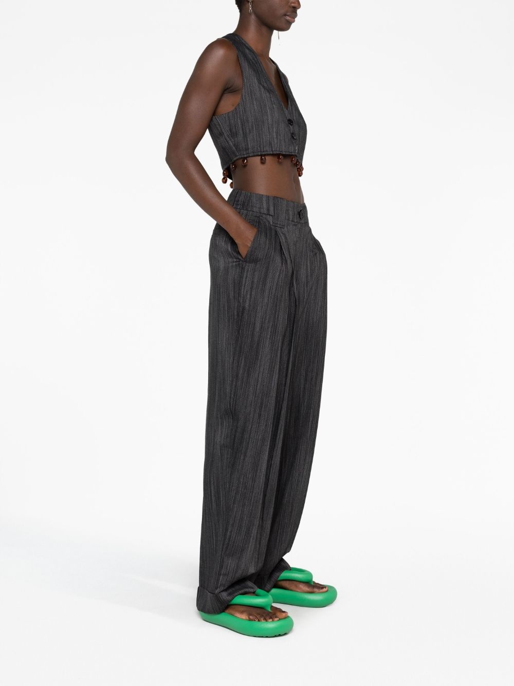 striped wide-leg trousers - 4