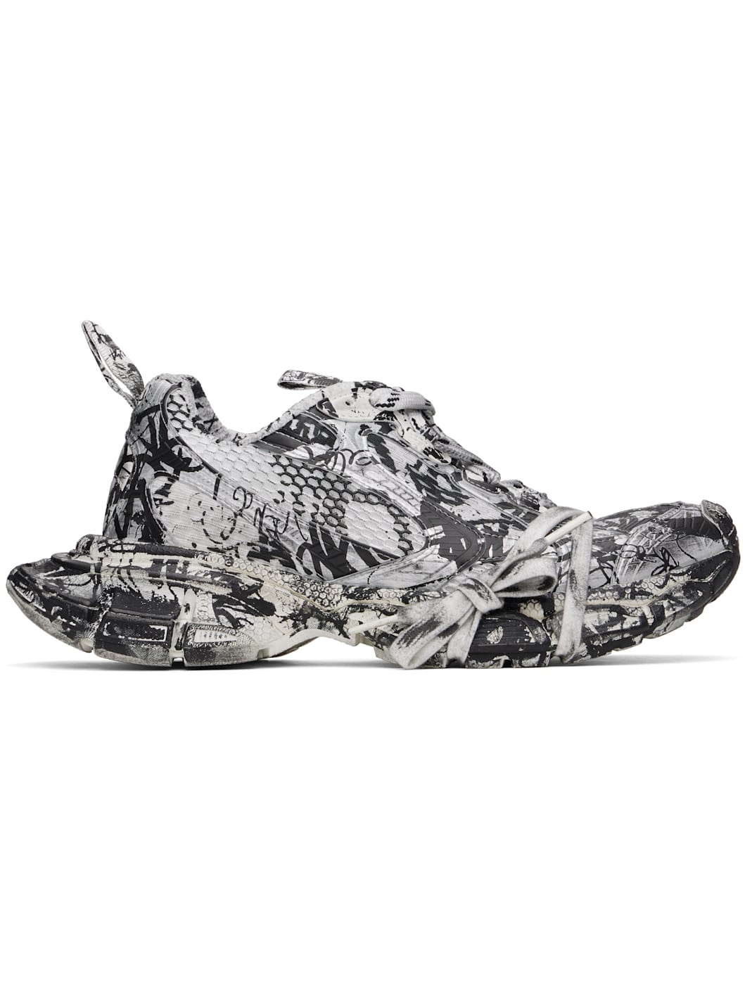 BALENCIAGA White & Black 3XL Extreme Graffiti Sneakers
