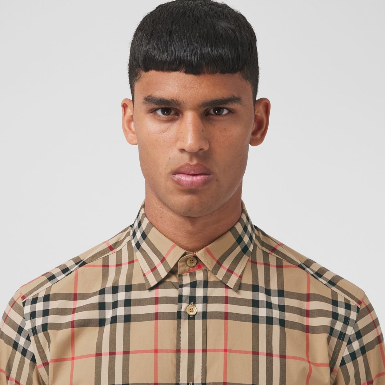 Short-sleeve Check Cotton Poplin Shirt - 3