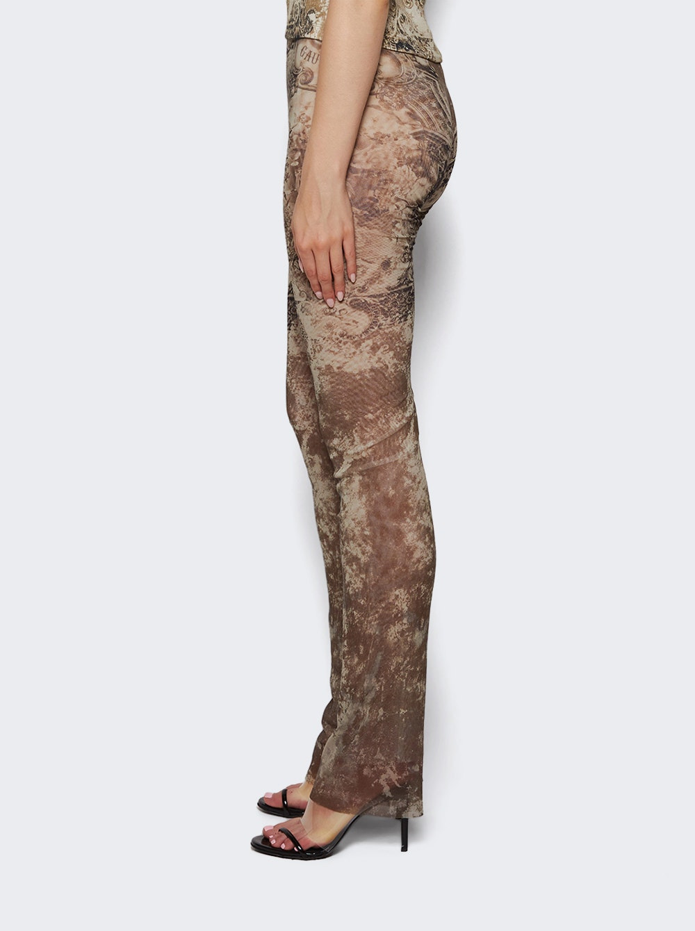 Mesh Trouser Beige Médaillon Print - 3