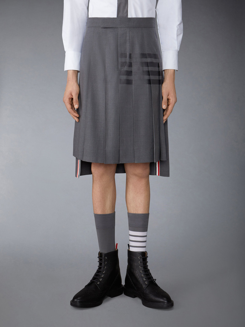 Thom Browne PLAIN WEAVE 4-BAR CLASSIC BACKSTRAP PLEATED SKIRT outlook