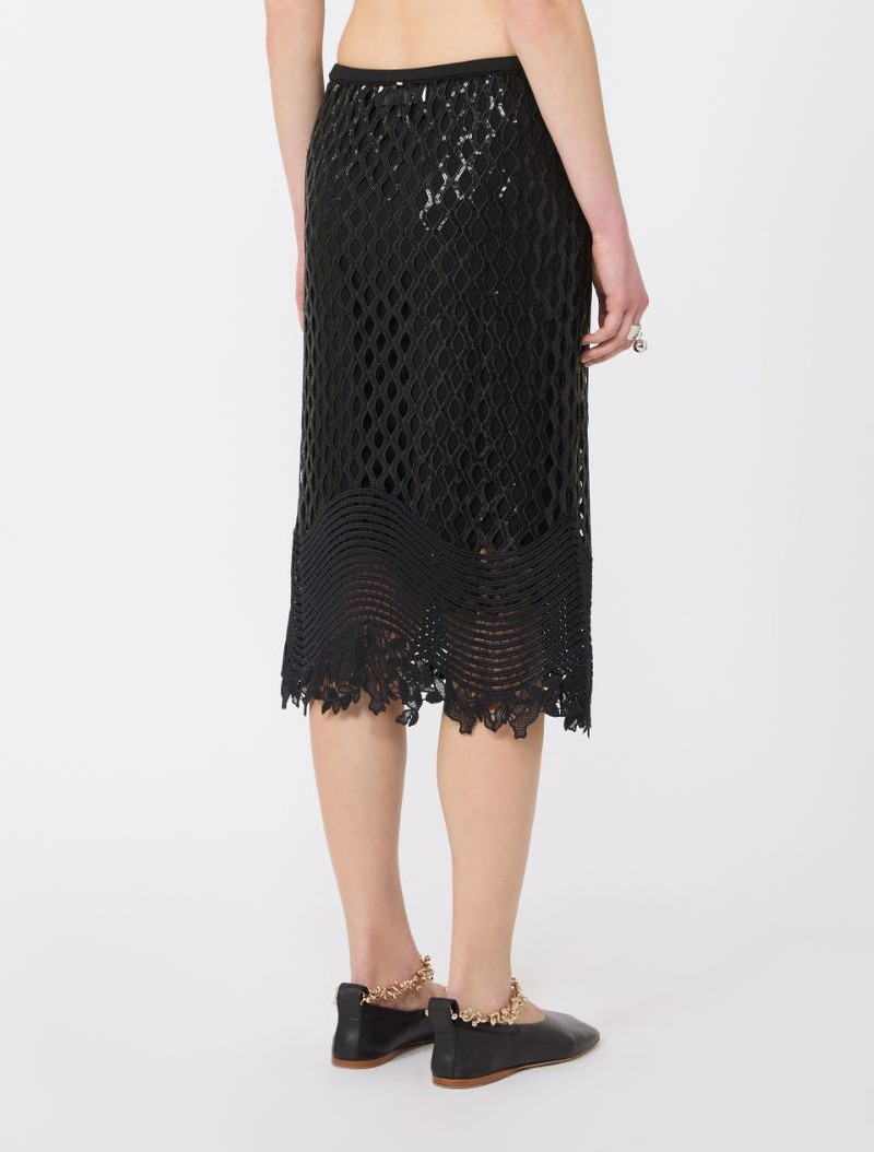 Sequinned mesh skirt - black 4