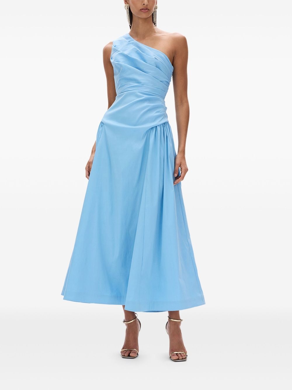 asymmetric-pleated midi dress - 2