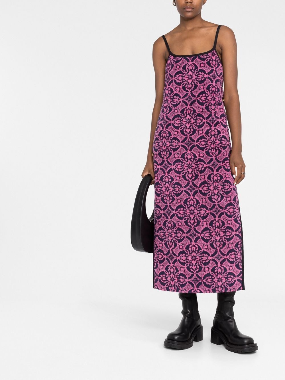 jacquard midi slip dress - 2
