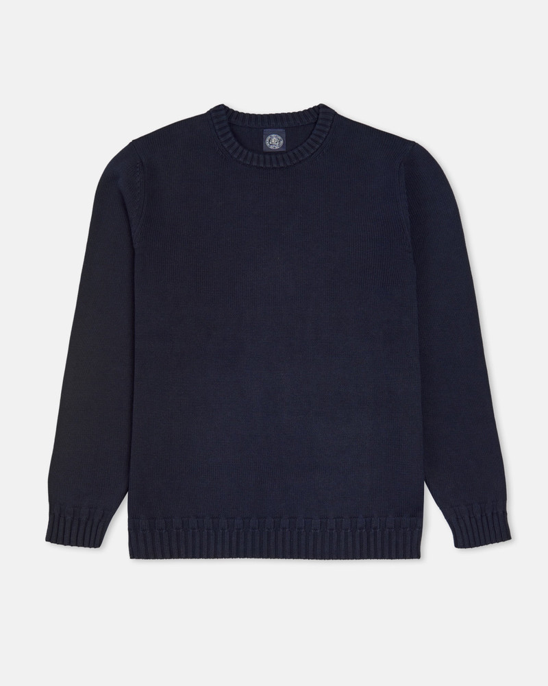J. PRESS NAVY FINE KNIT COTTON CREWNECK SWEATER - TRIM FIT outlook