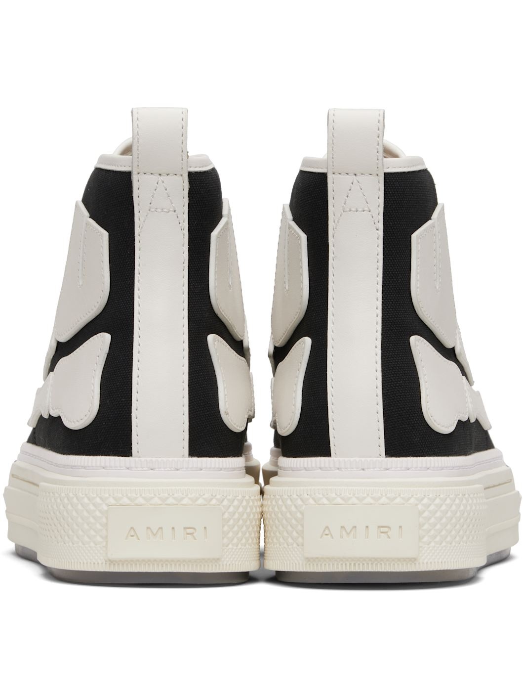 Black & White Skel Court Hi Sneakers - 2