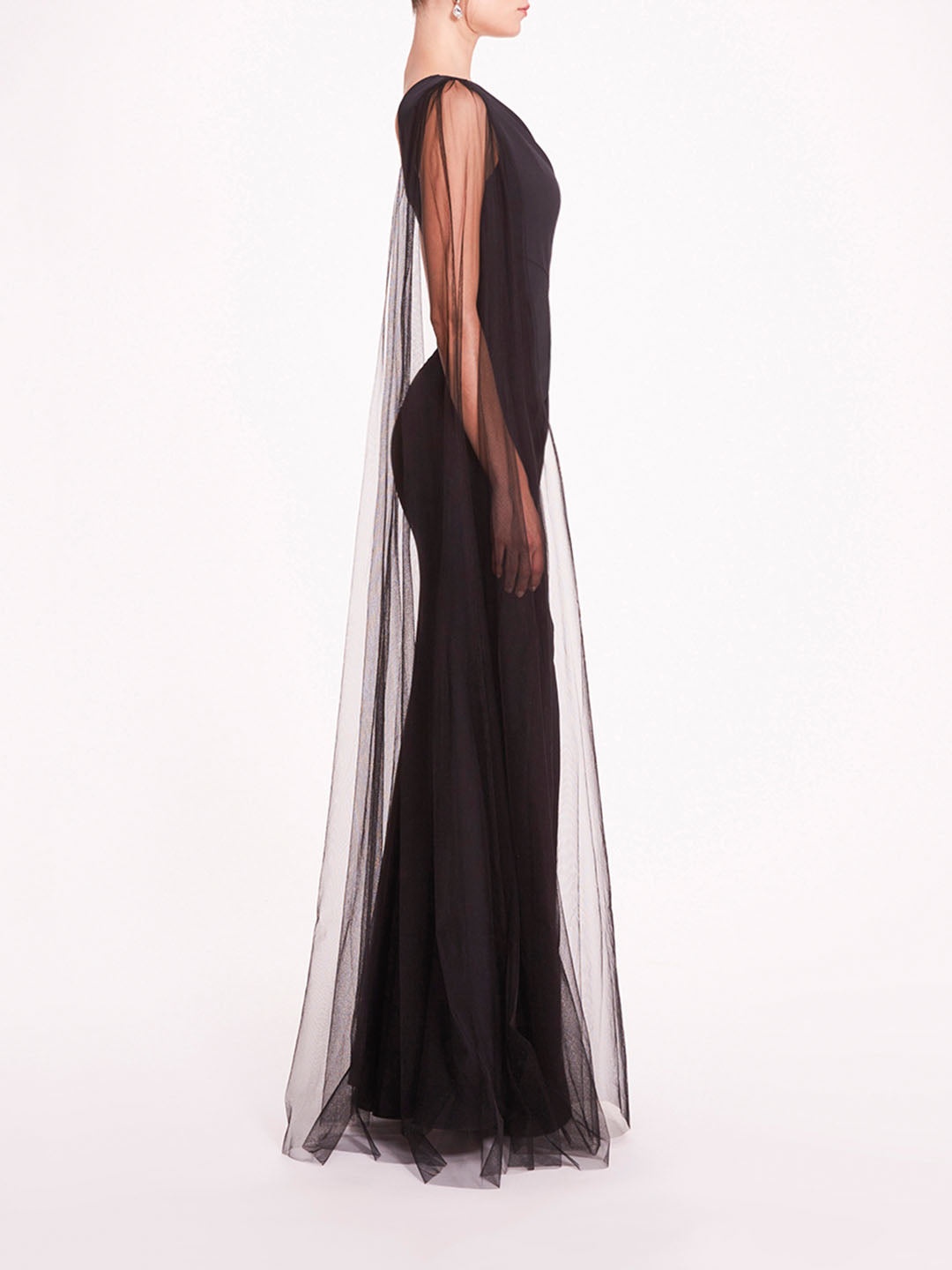 ONE SHOULDER CAPE GOWN - 3