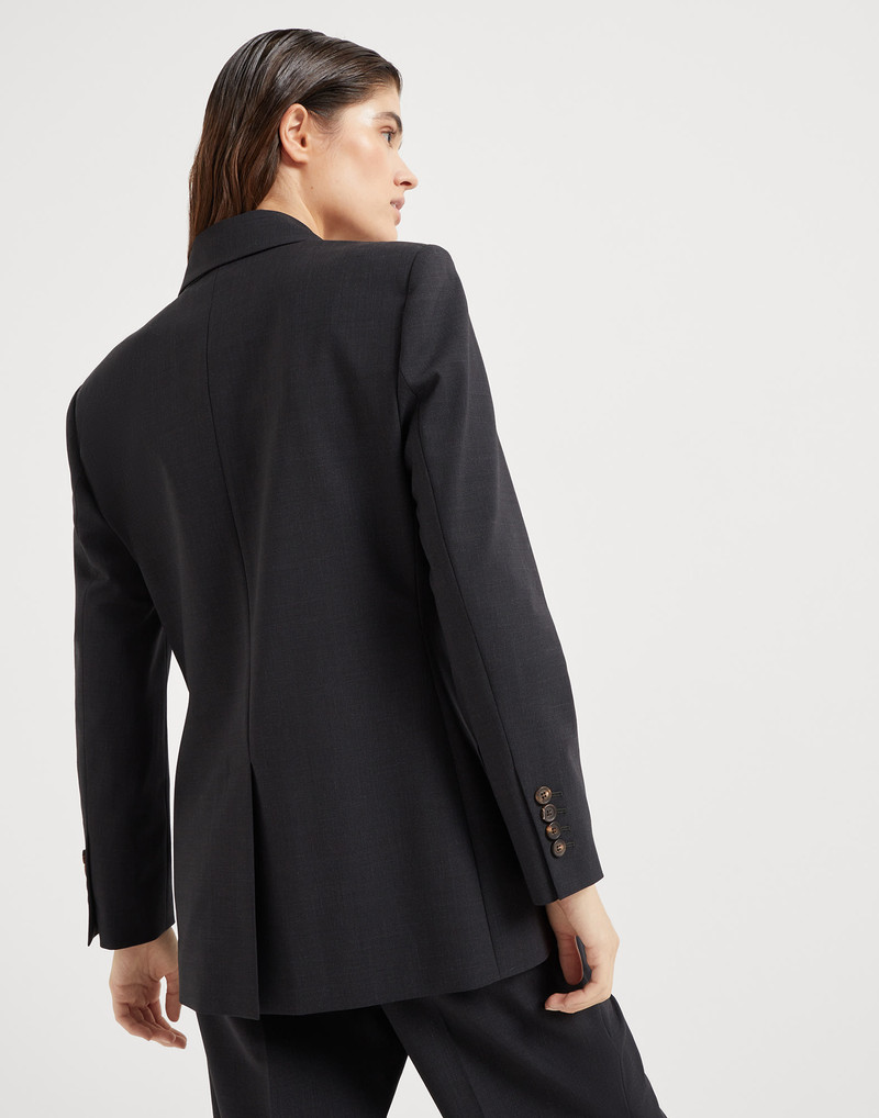 Brunello Cucinelli Tropical luxury wool blazer with monili outlook