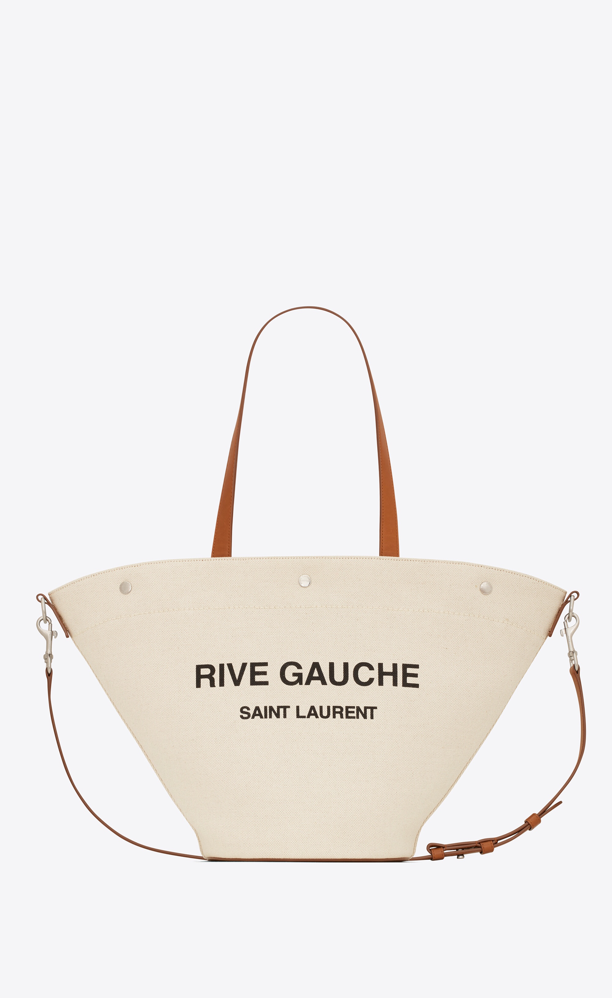 rive gauche tote bag in canvas and vintage leather