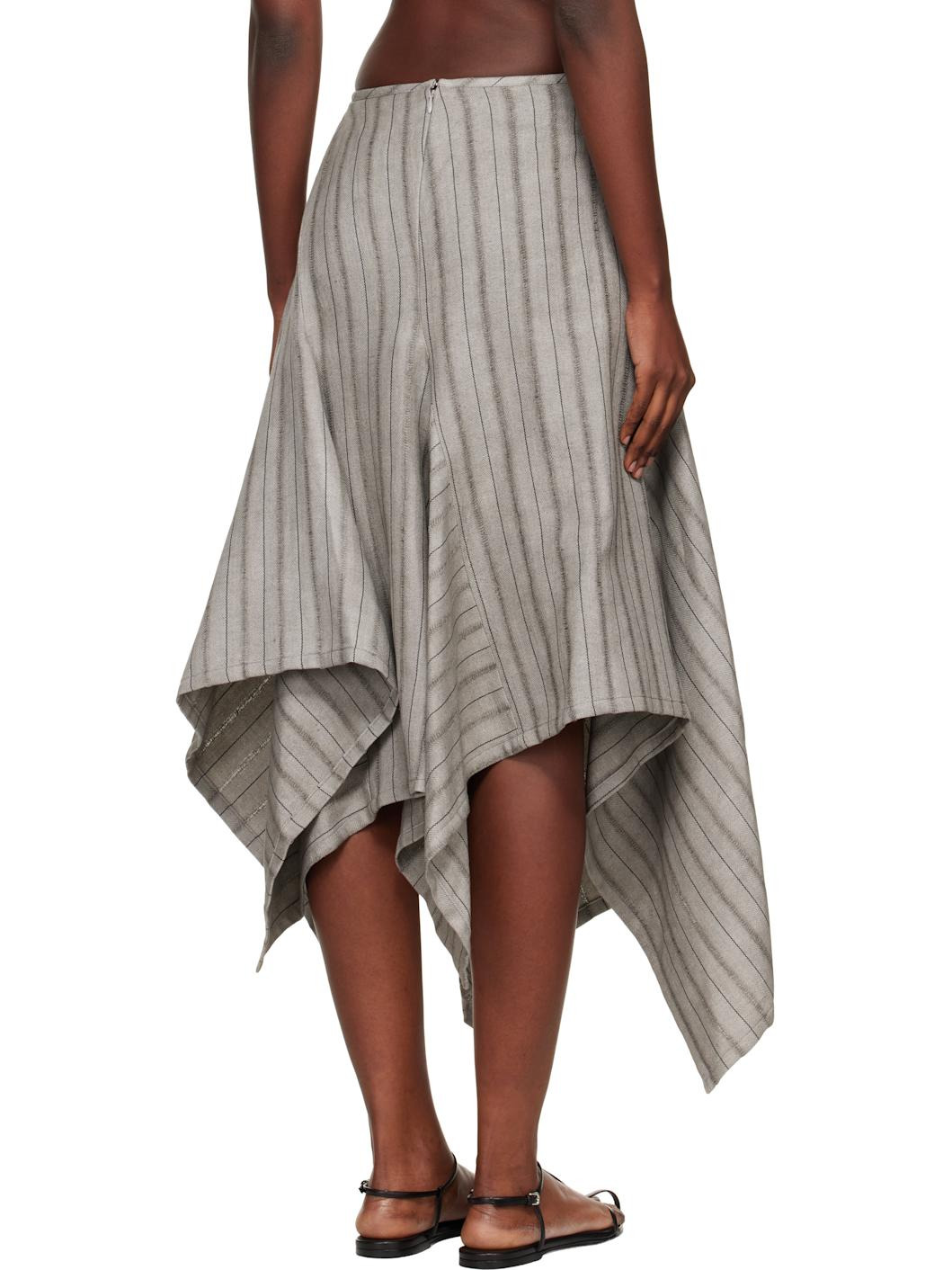Gray Asymmetric Midi Skirt - 3