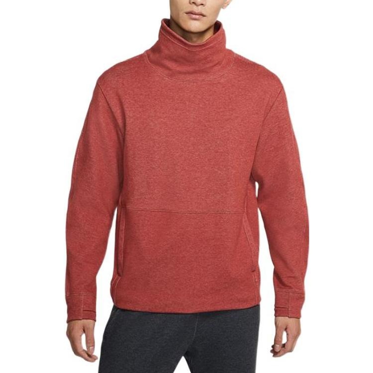 Men's Nike Dri-Fit Solid Color High Collar Pullover Long Sleeves Red CU6256-689 - 3