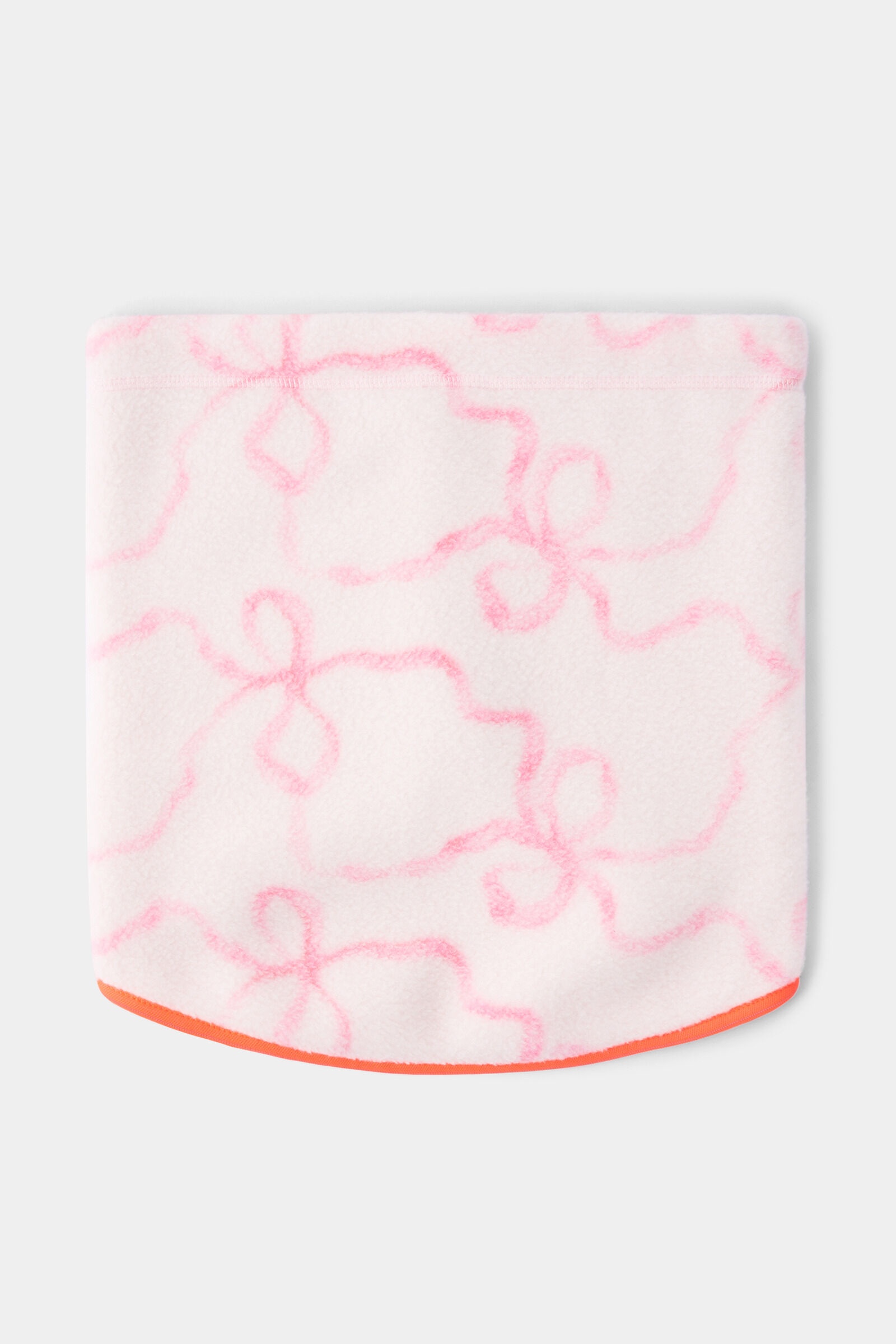 Arian fleece loop scarf in Pink/Off-white - 2