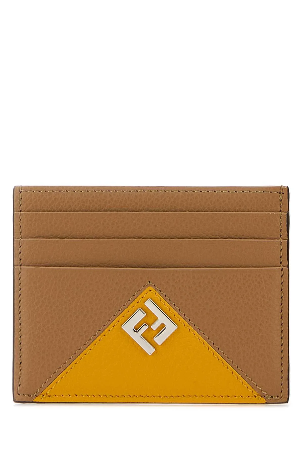 Fendi Men Beige Leather Card Holder - 1