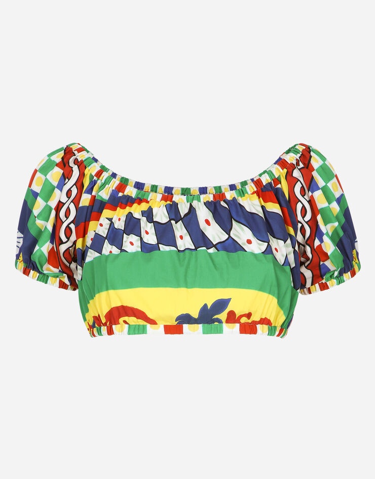 Carretto-print poplin crop top - 1