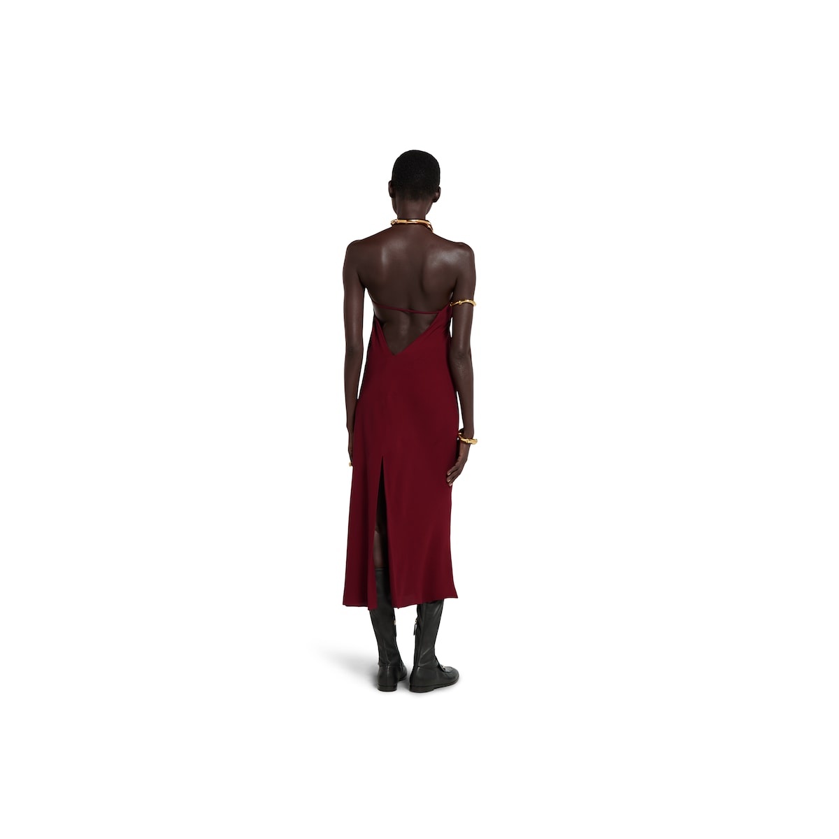 Silk crêpe sablé mid-length dress - 4
