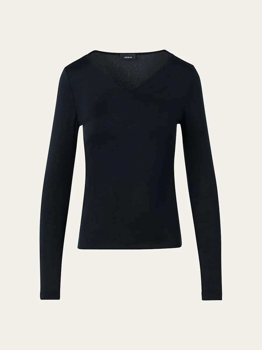 V-Neck Jersey Long-Sleeve T-Shirt - 1