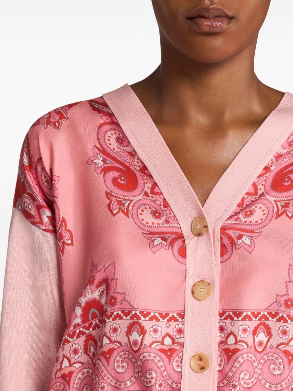 printed-panel cardigan - 5