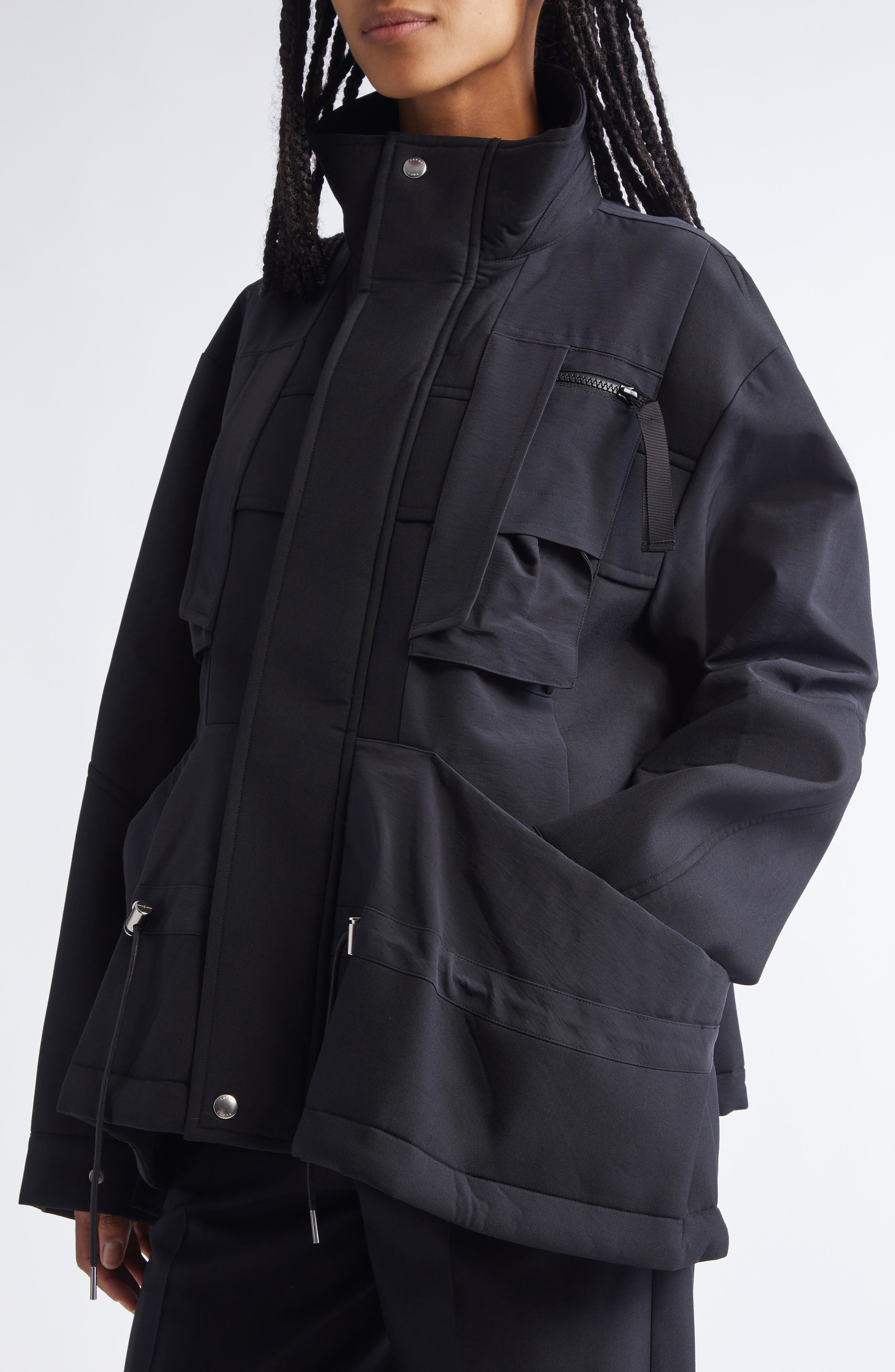 Sacai Mixed Media Jacket in Black at Nordstrom - 5