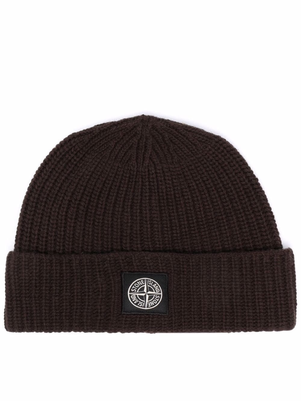 logo-patch ribbed wool beanie - 1