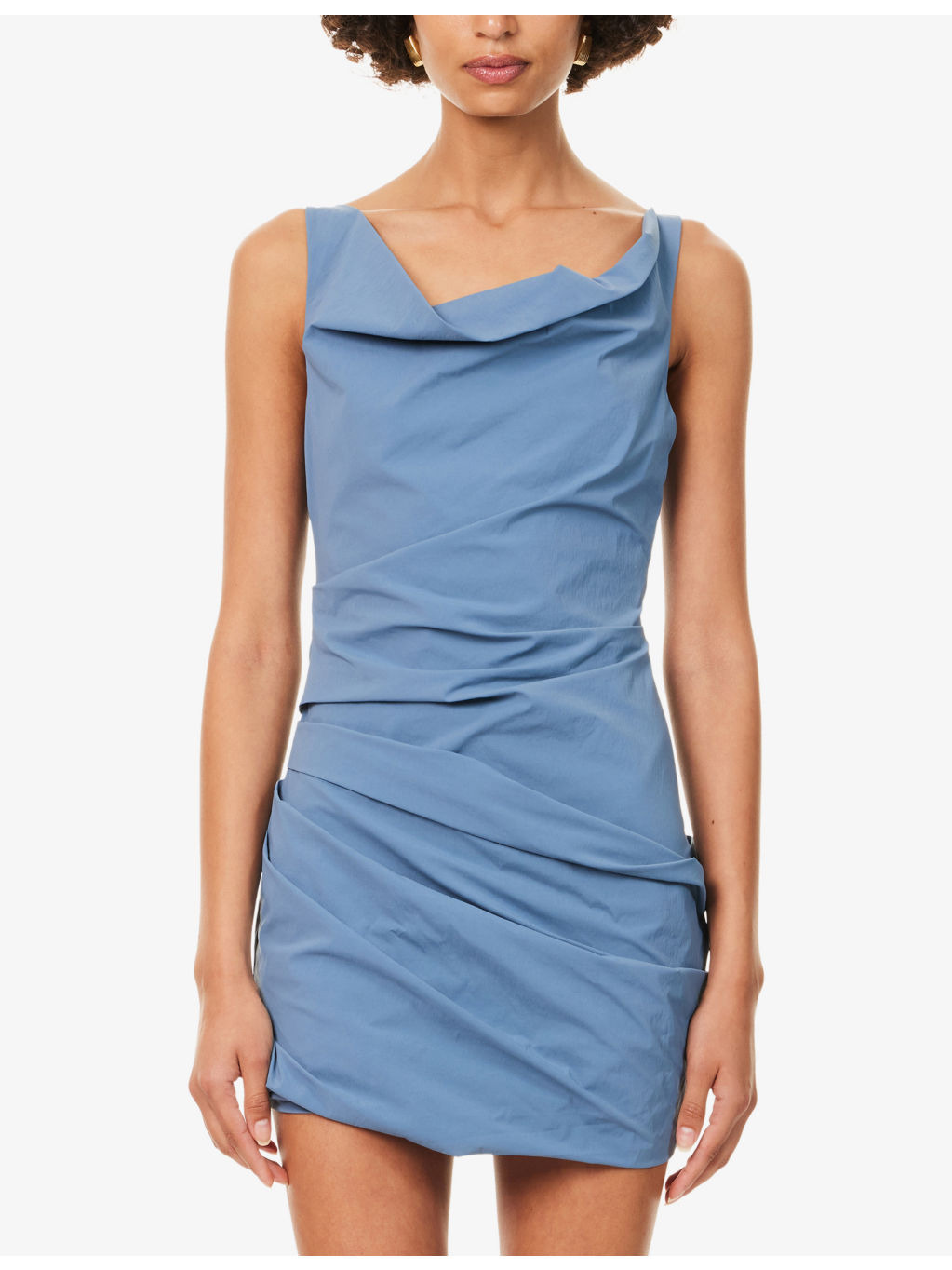 Priscilla Draped Nylon Mini Dress - 3