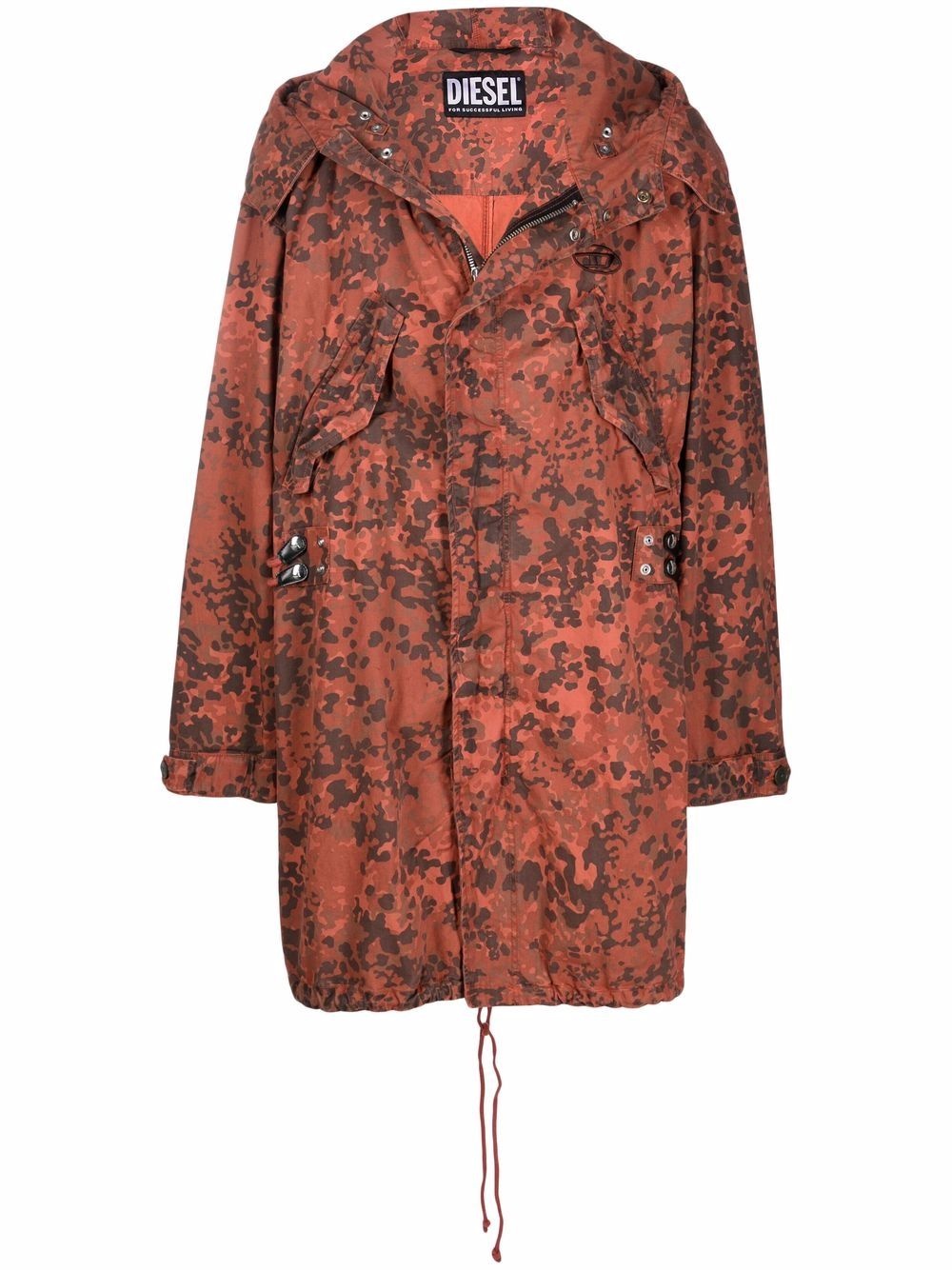 camouflage hooded parka coat - 1