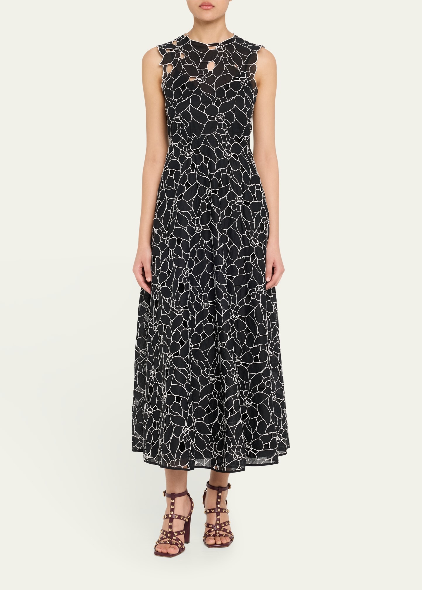 Kiana Embroidered Sleeveless Midi Dress - 2