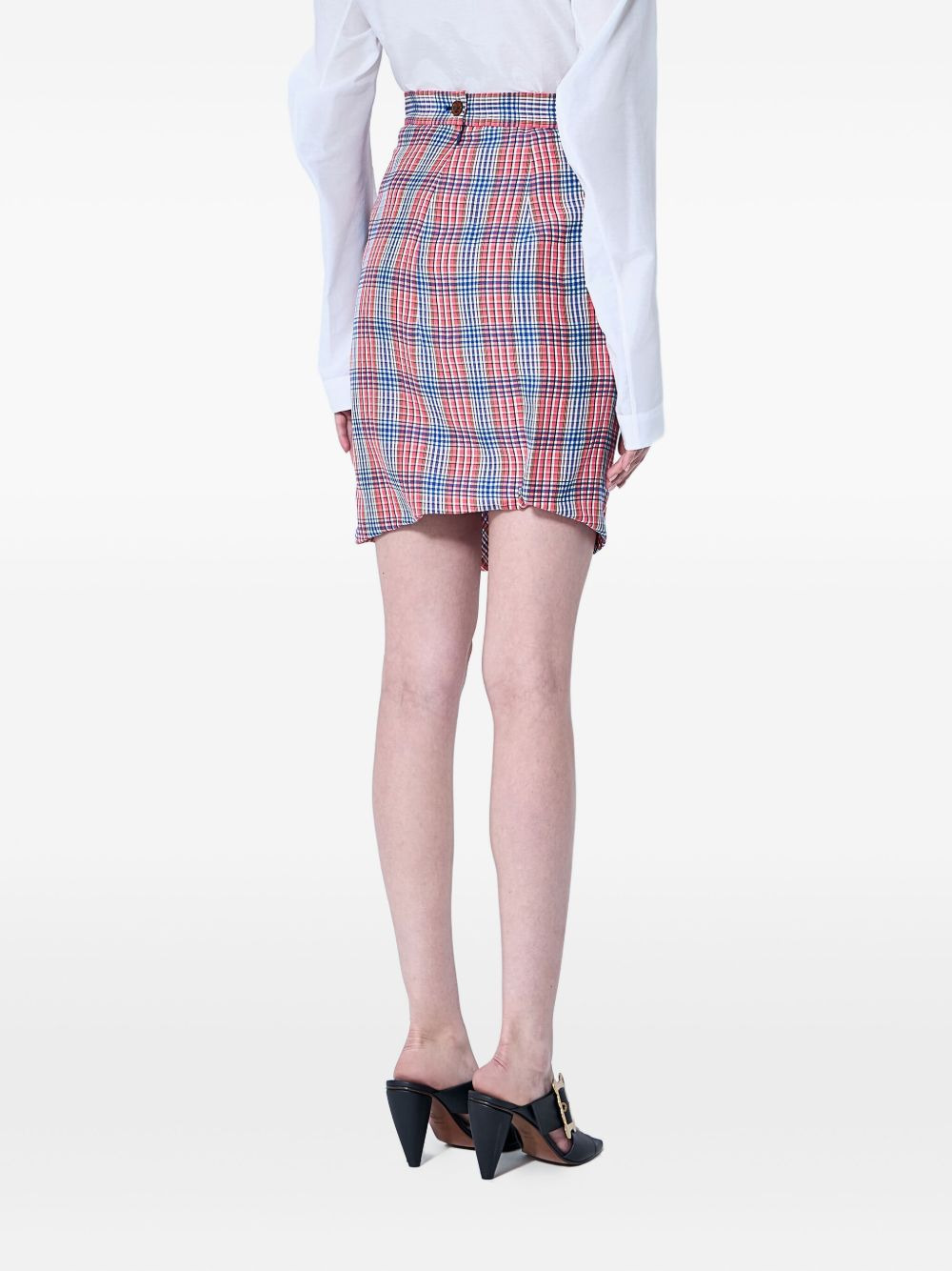 check weave rouched side panel skirt - 4