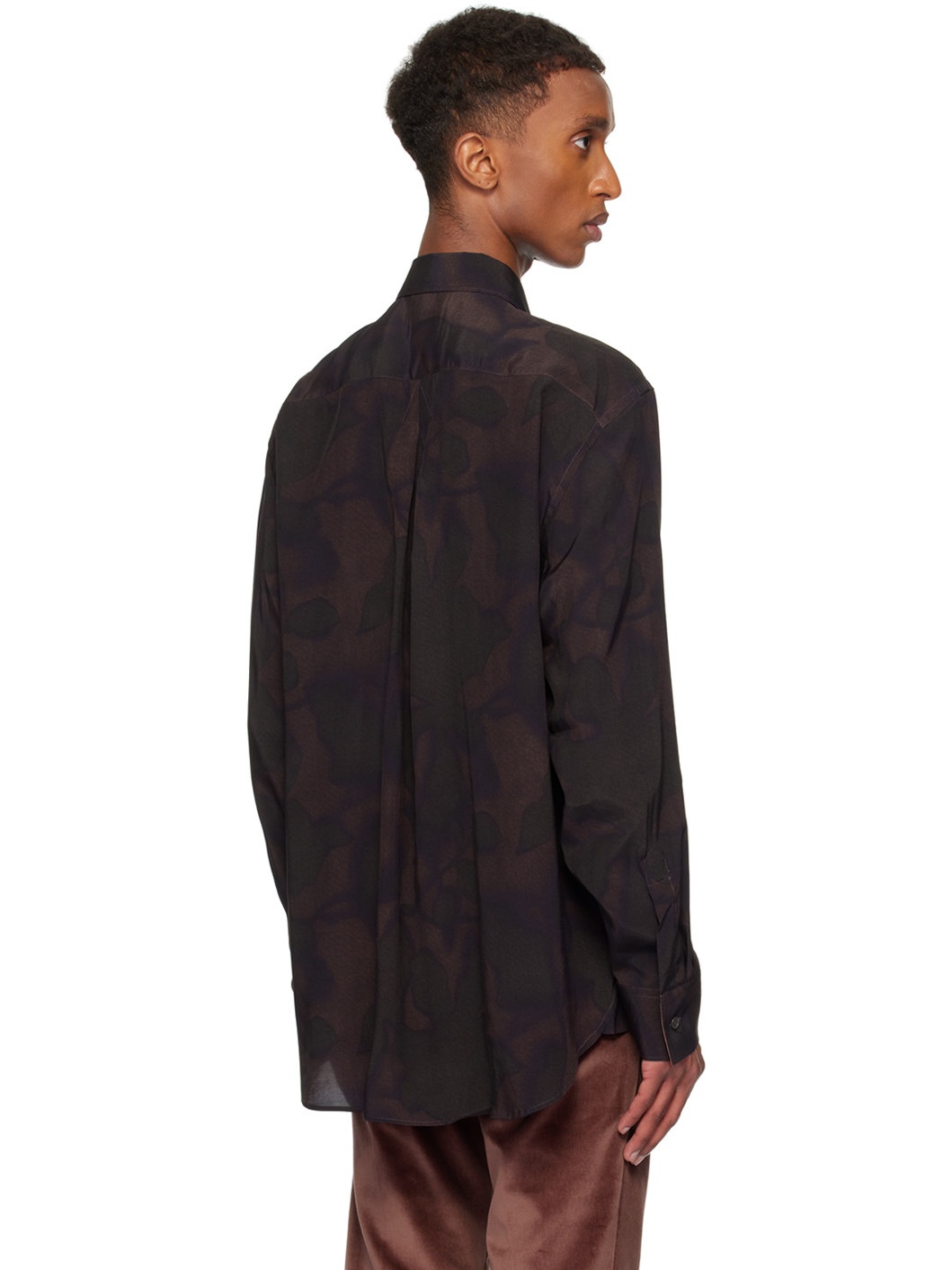 Brown Photogram Leaves Shirt - 3