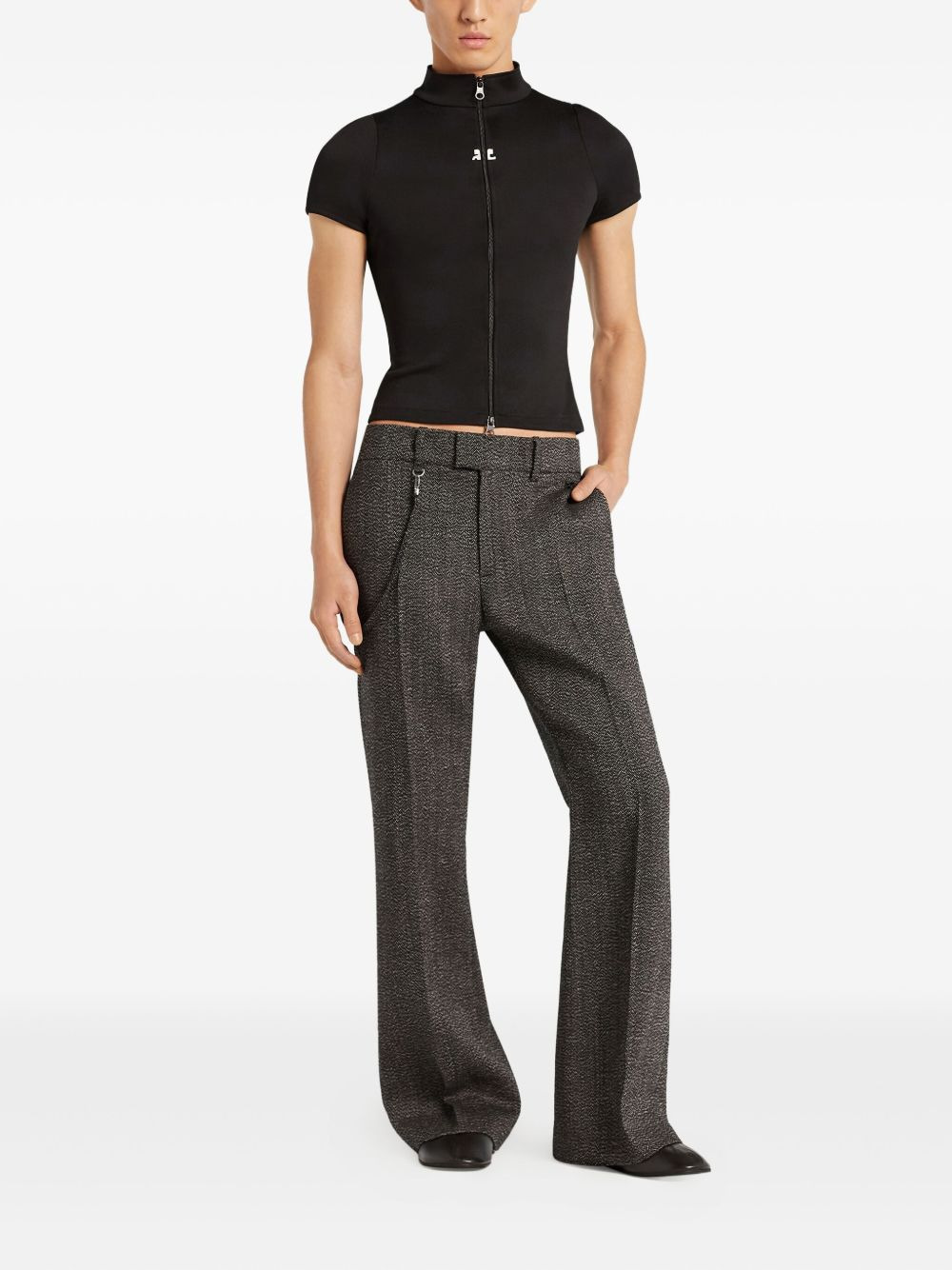 zip-up short-sleeve top - 5