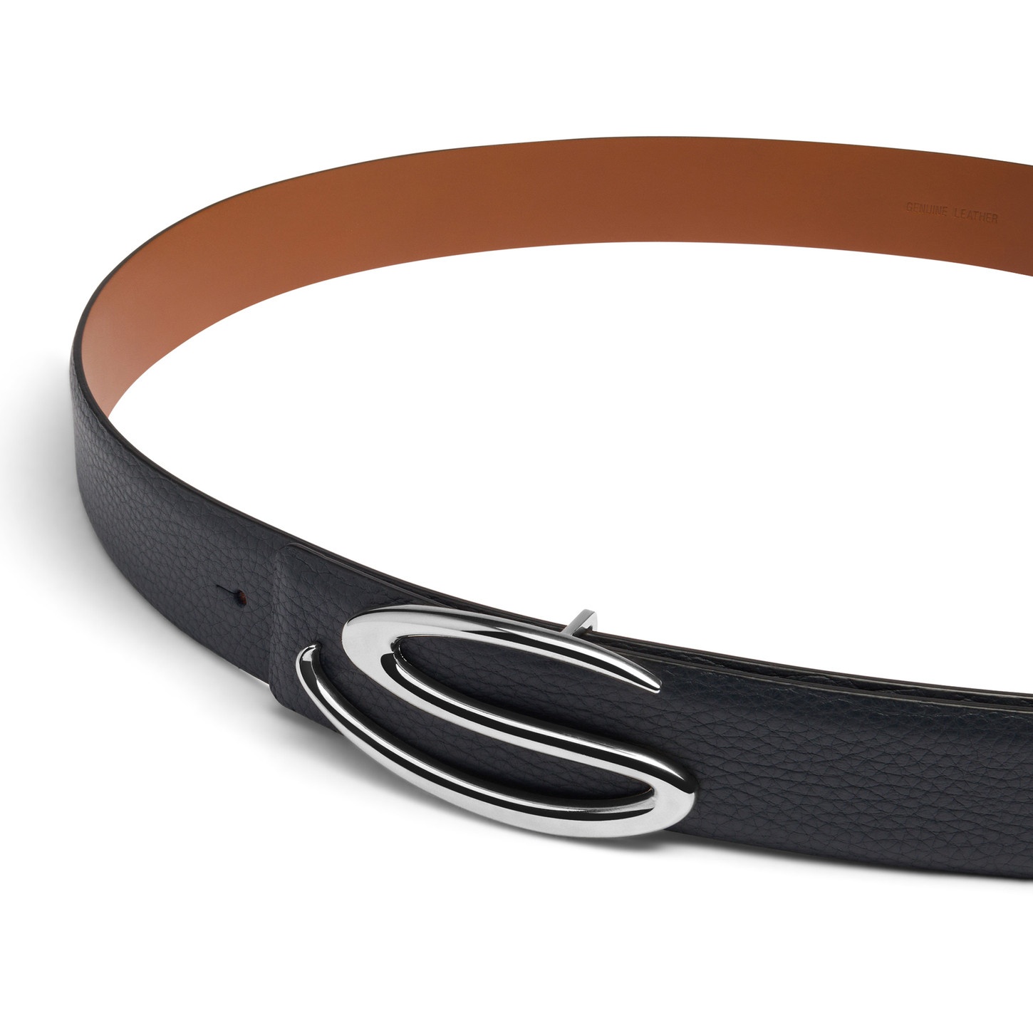 Blue tumbled leather belt strap - 3