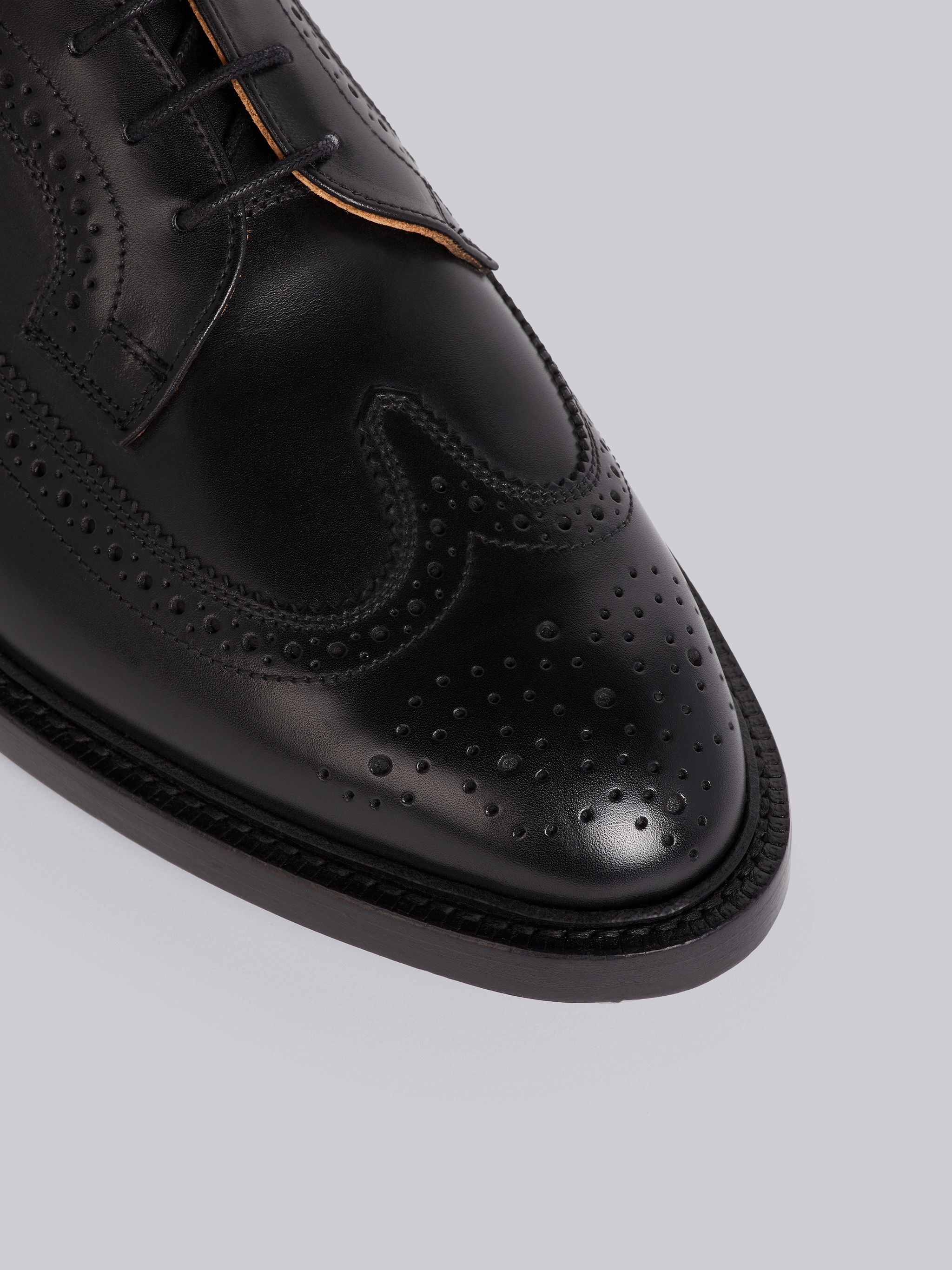 Black Shiny Calfskin Leather Sole Longwing Brogue - 3