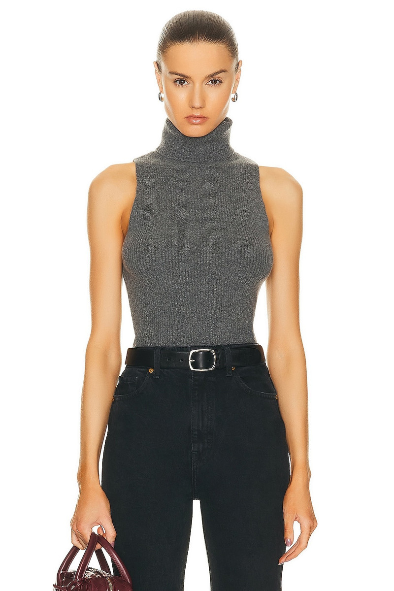 Rib Sleeveless Turtleneck Sweater 1