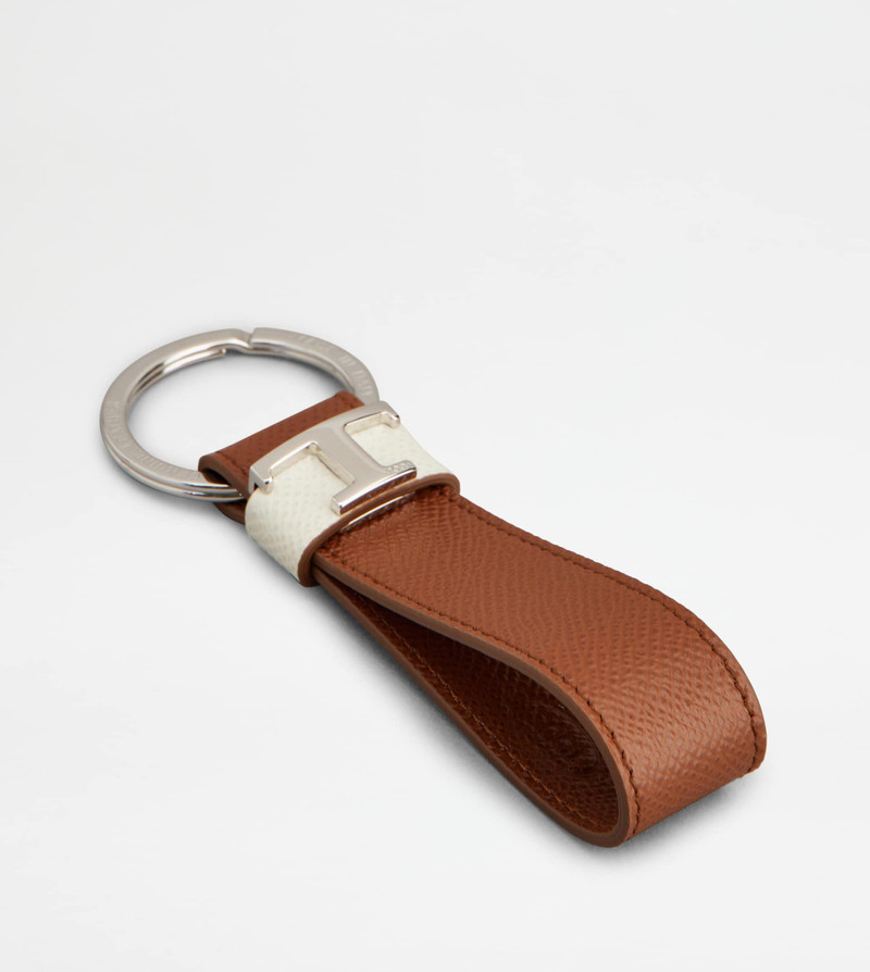 Tod's KEY HOLDER IN LEATHER - BROWN, WHITE outlook