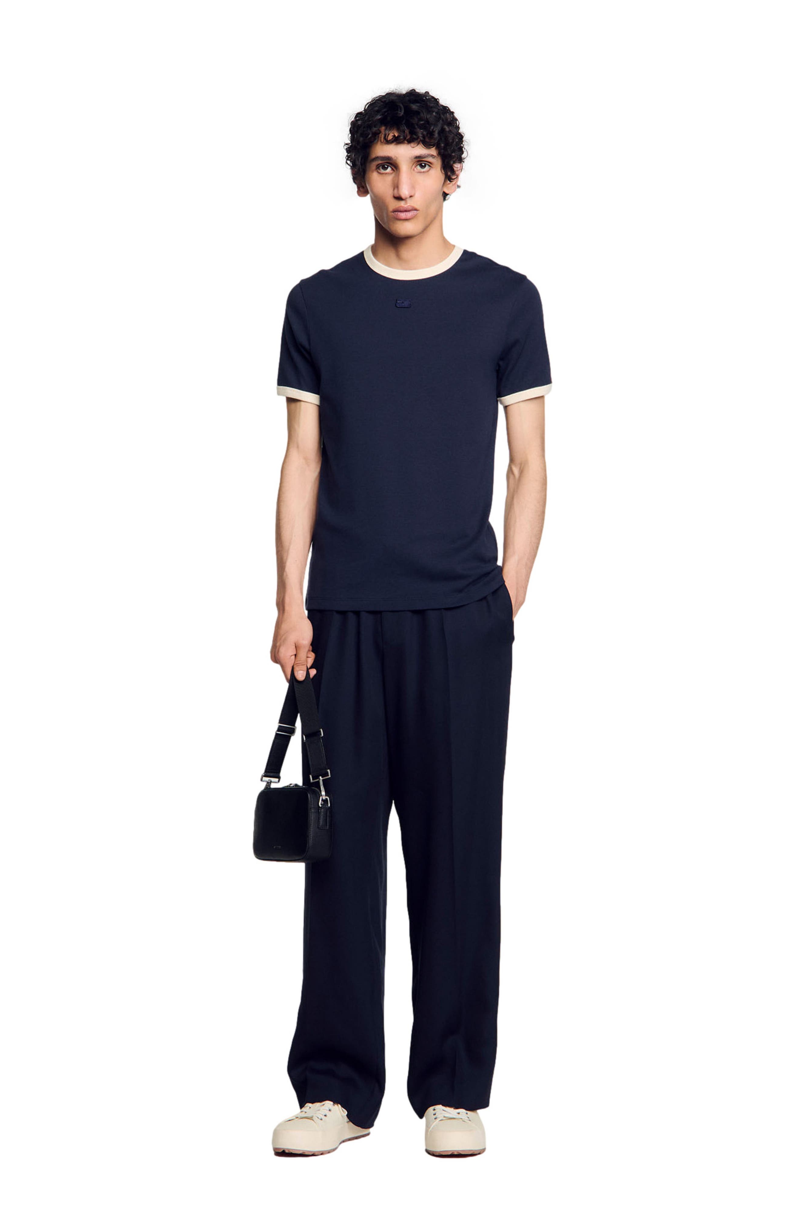 SANDRO Two-tone patch T-shirt in Navy Blue at Nordstrom - 6