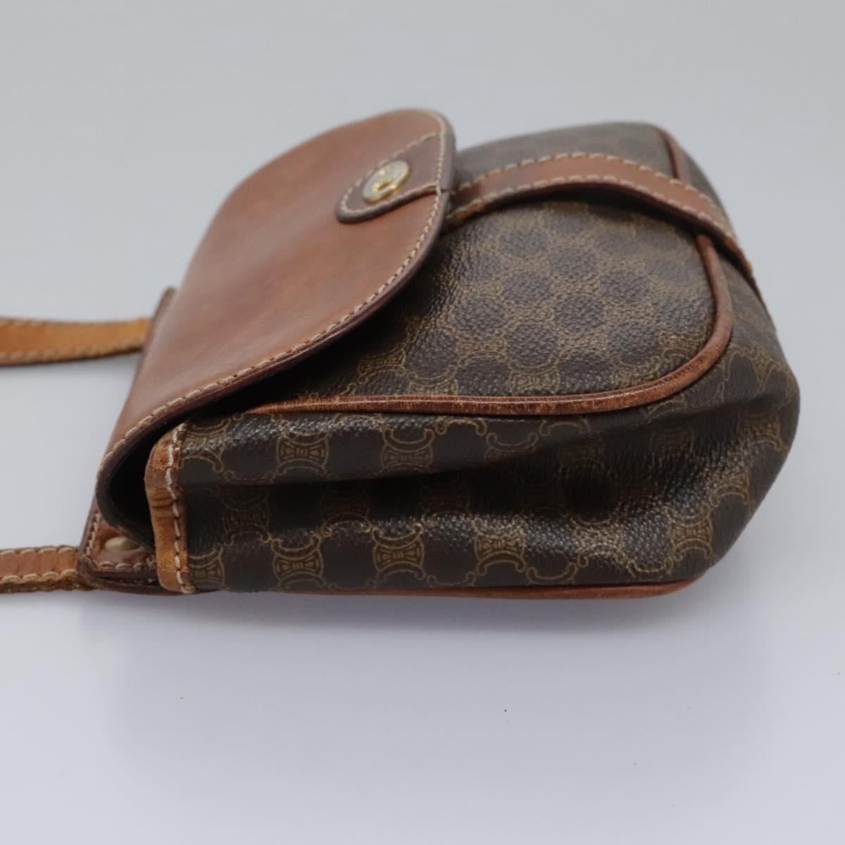 CELINE Macadam Canvas Shoulder Bag Pvc Leather Brown - 3