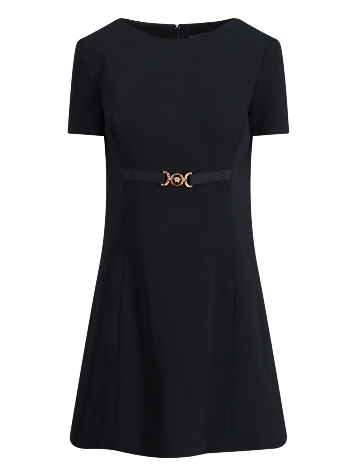 ワンピース Versace Medusa 95 Short-Sleeved Mini Dress Medusa '95 Draped Mini Dress Black | VERSACE US