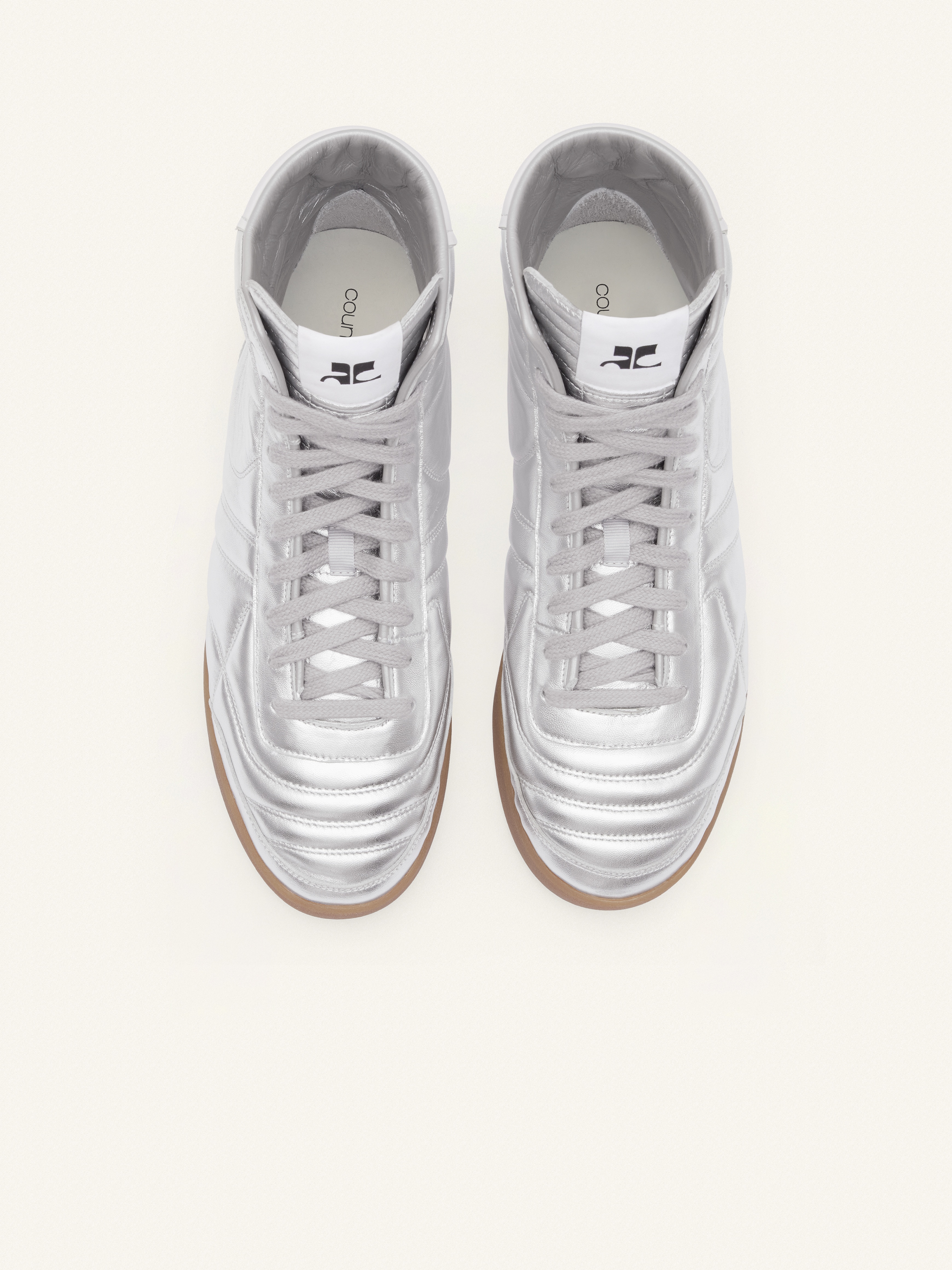 CLUB02 MID SILVER LEATHER SNEAKERS - 5