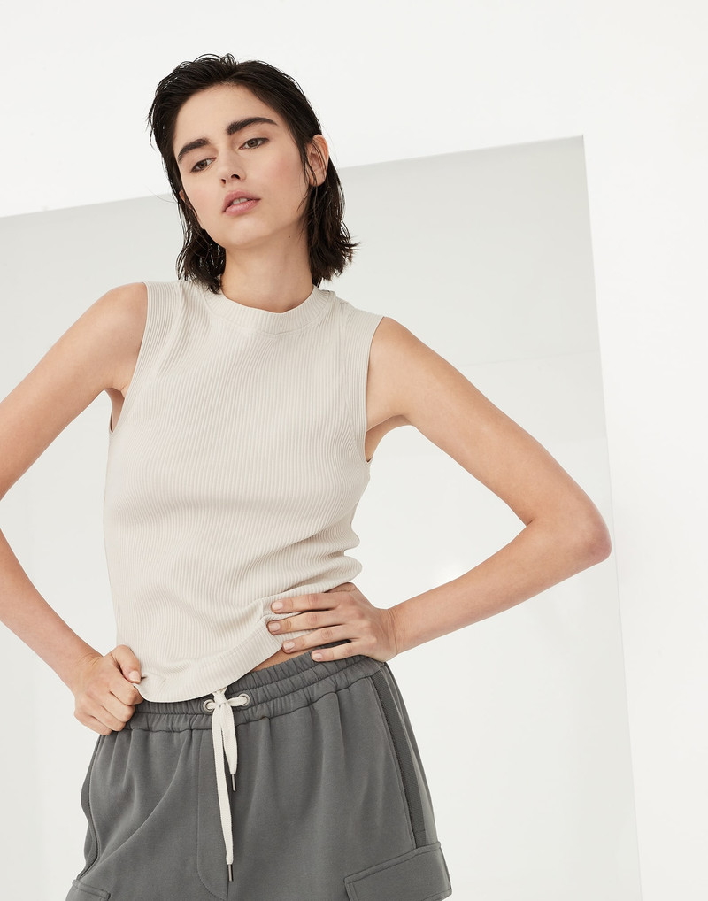 Cotton ribbed jersey top with monili 4
