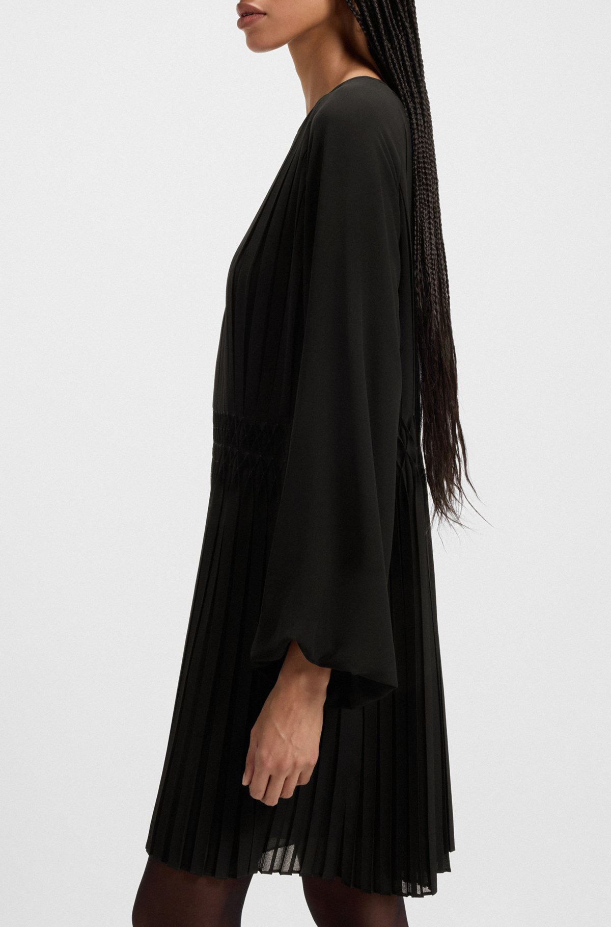 PLISSÉ DRESS WITH SMOCKED WAISTBAND - 6
